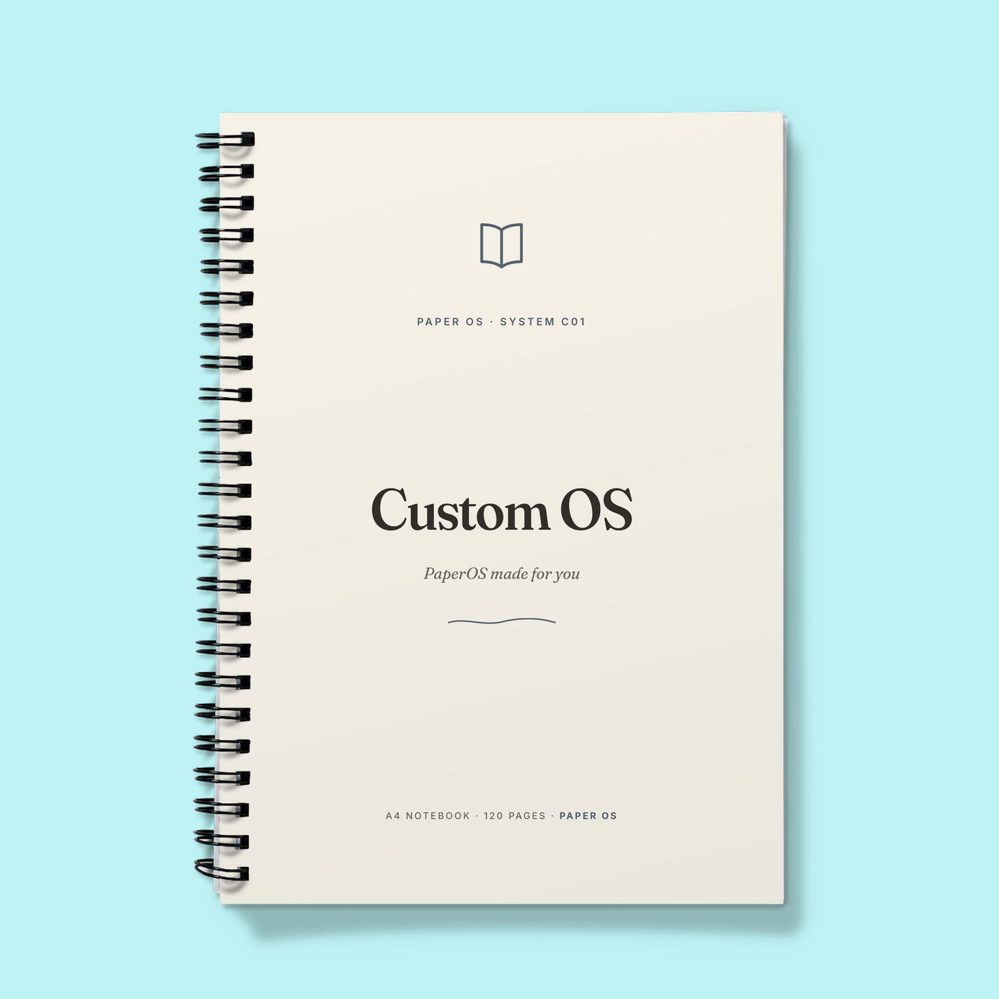 Custom OS printed notebook — A5 wire-bound, printed and shipped to order
