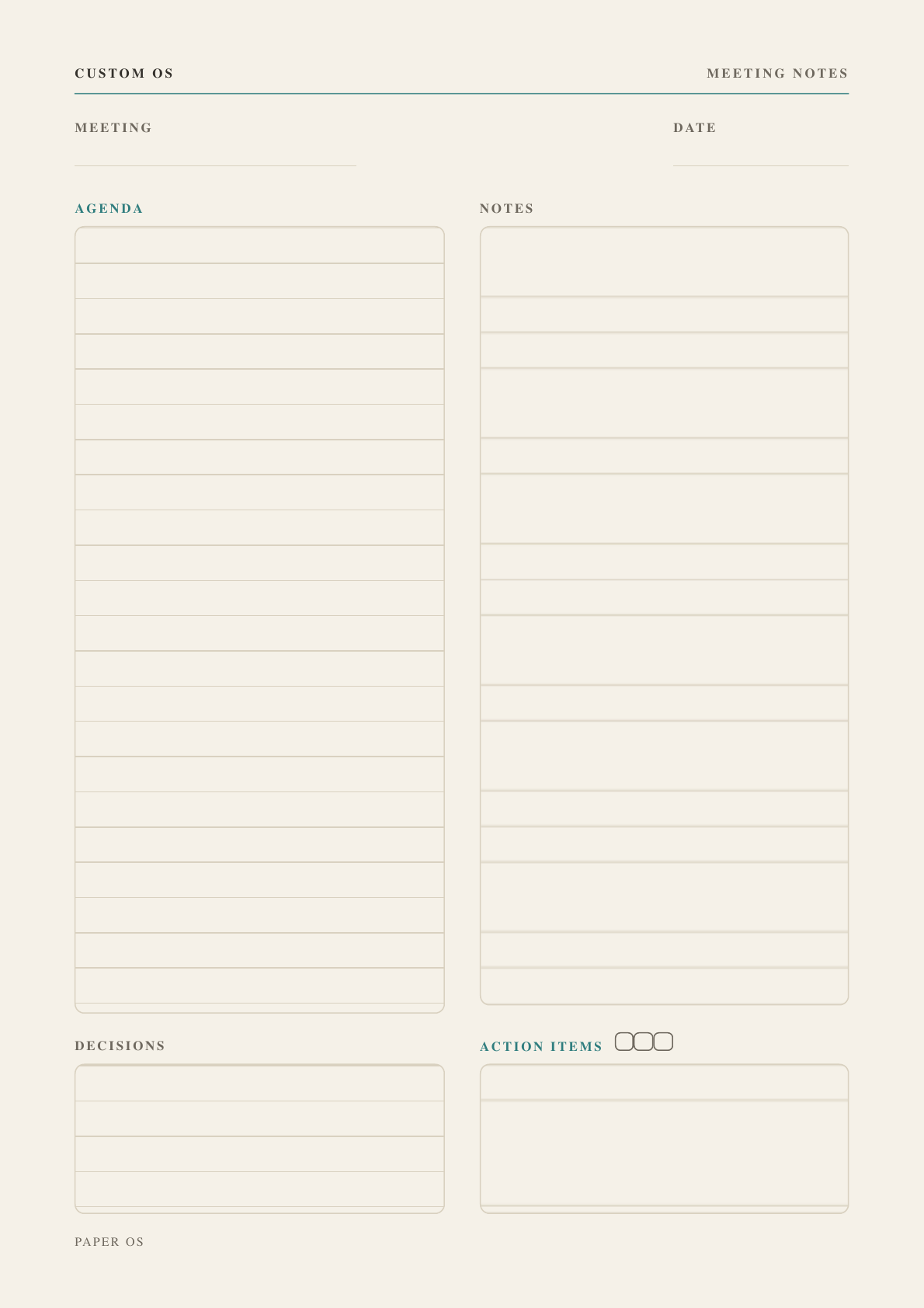 Meeting Notes Custom OS insert preview